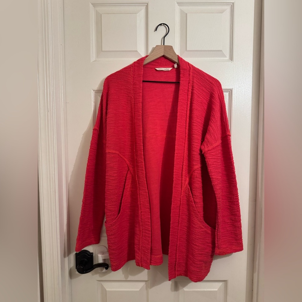 Soft Surroundings | Bright Pink 100% Cotton Open Front Cardigan Size M